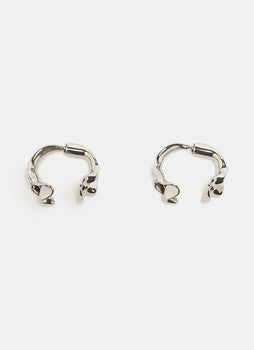 Silver Short Earrings With Organic Shape