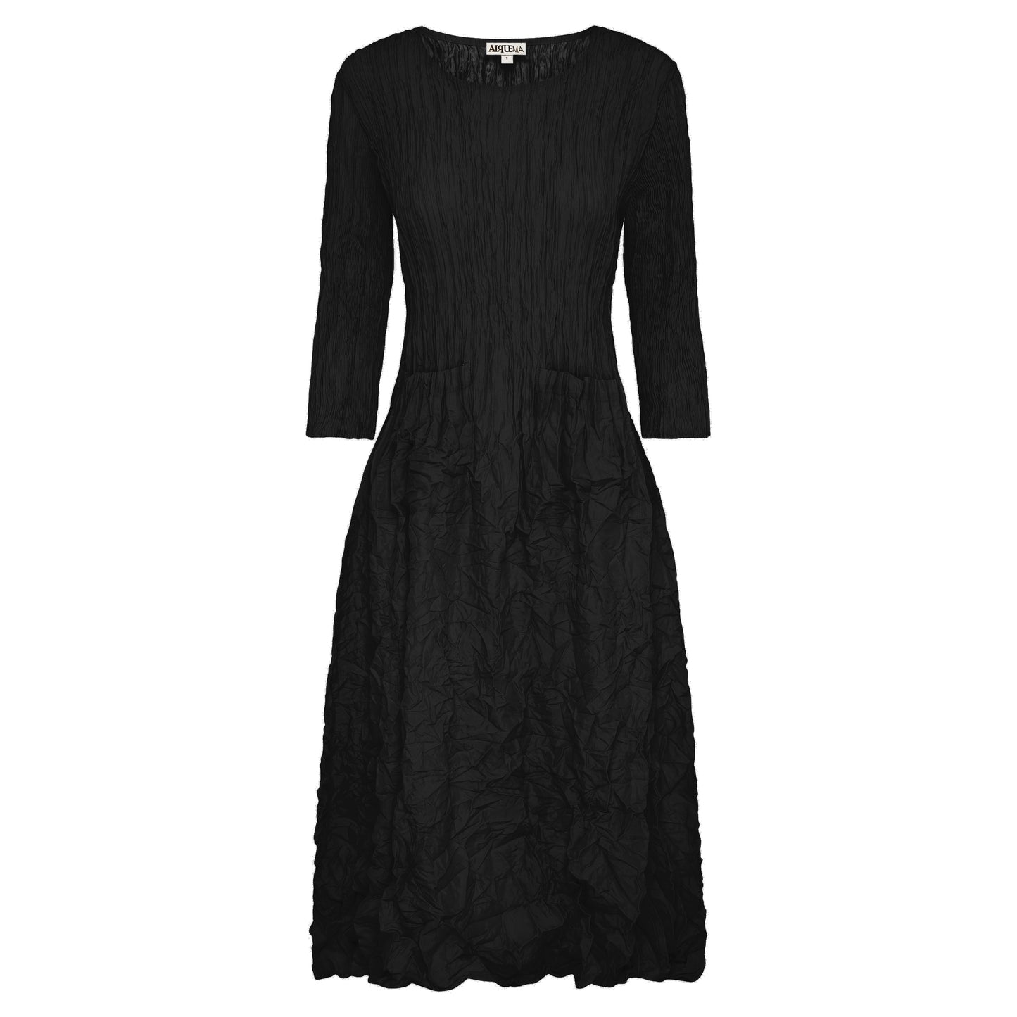 Alquema | 3/4 Sleeve Smash Pocket Dress / Black