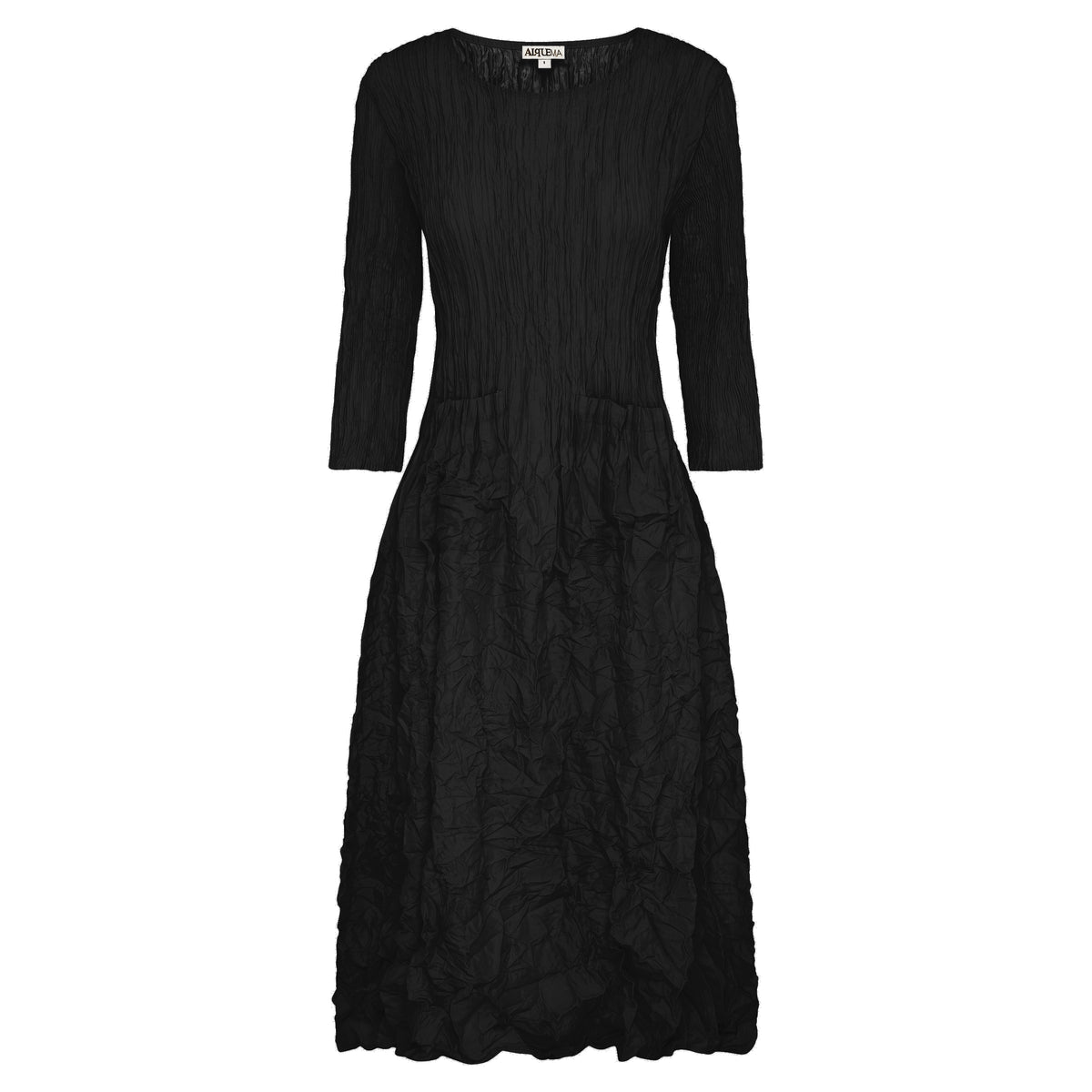 Alquema | 3/4 Sleeve Smash Pocket Dress / Black