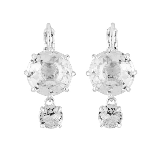 Silver 2 Round Stones La Diamantine Dormeuses Earrings | AILD1263