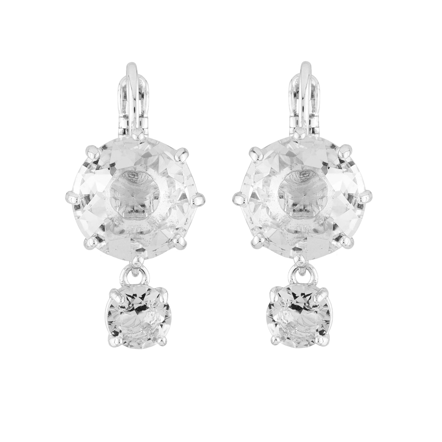 Silver 2 Round Stones La Diamantine Dormeuses Earrings | AILD1263