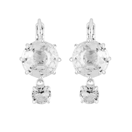 Silver 2 Round Stones La Diamantine Dormeuses Earrings