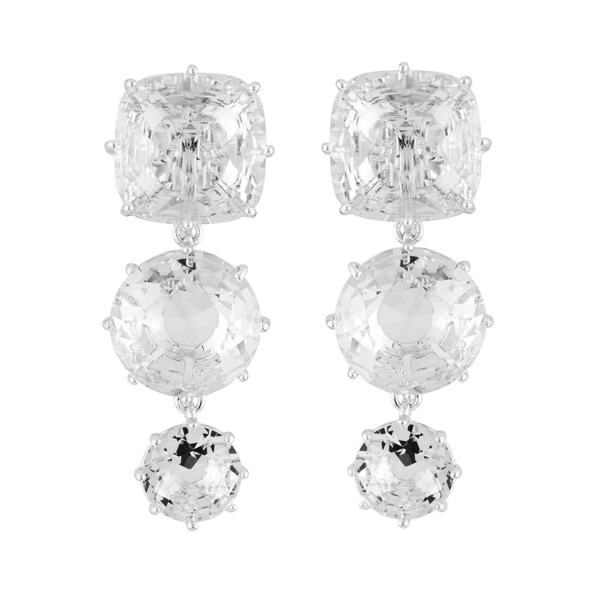 Silver 3 Stones La Diamantine Earrings | AILD1363