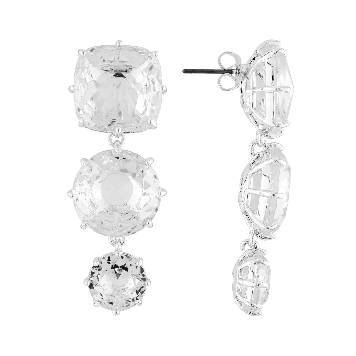 Silver 3 Stones La Diamantine Earrings | AILD1363