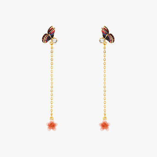 Japanese Emperor Butterfly And Cherry Blossom Dangling Earrings | ANHA1111