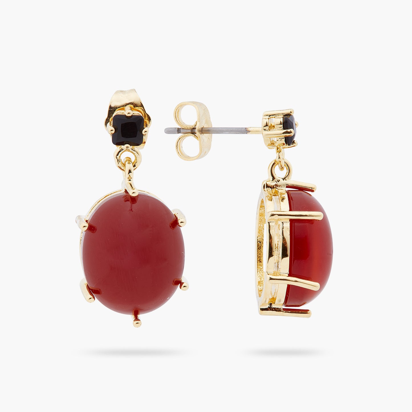 Red Oval Stone Earrings | ARCL1021