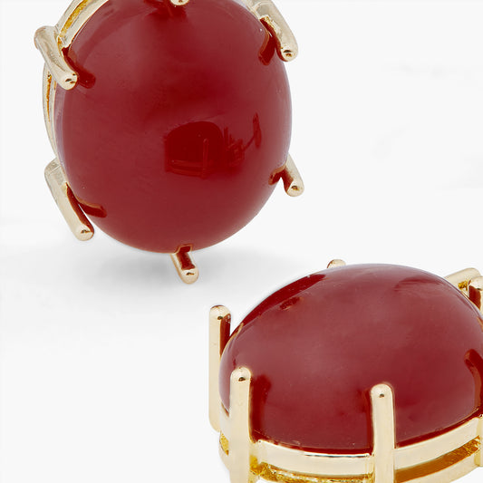 Red Oval Stone Earrings | ARCL1021