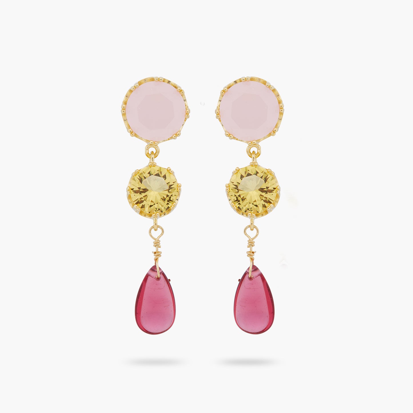 2 Round Stone And Bead Earrings | ARCL1071
