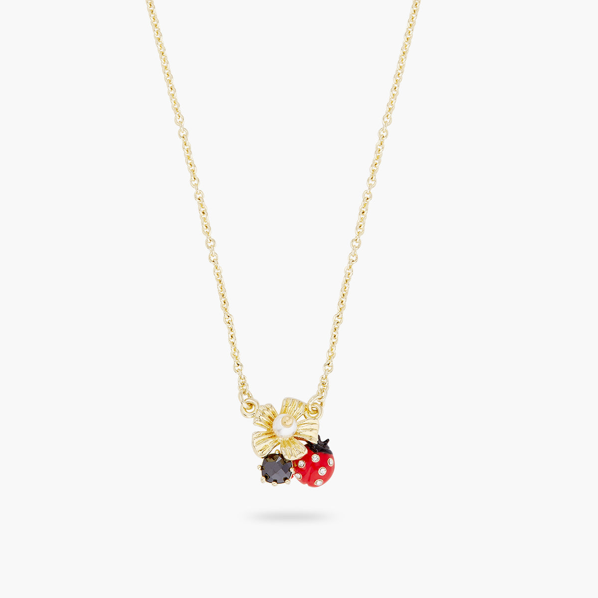 Ladybird Foraging An Anemone With Faceted Crystalpendant Necklace | ARLP3021