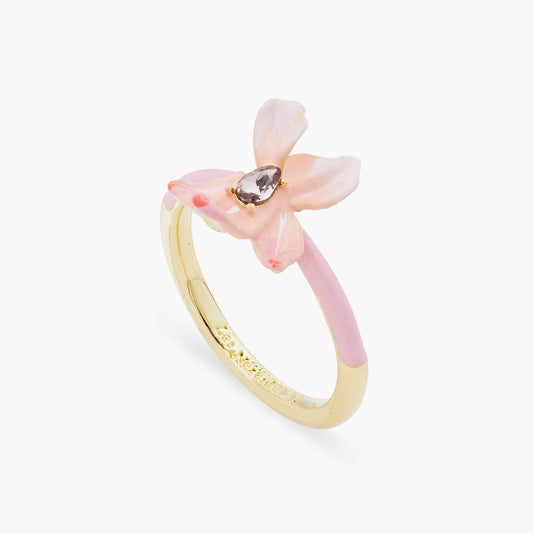 Powder Pink Iris And Crystal Ring