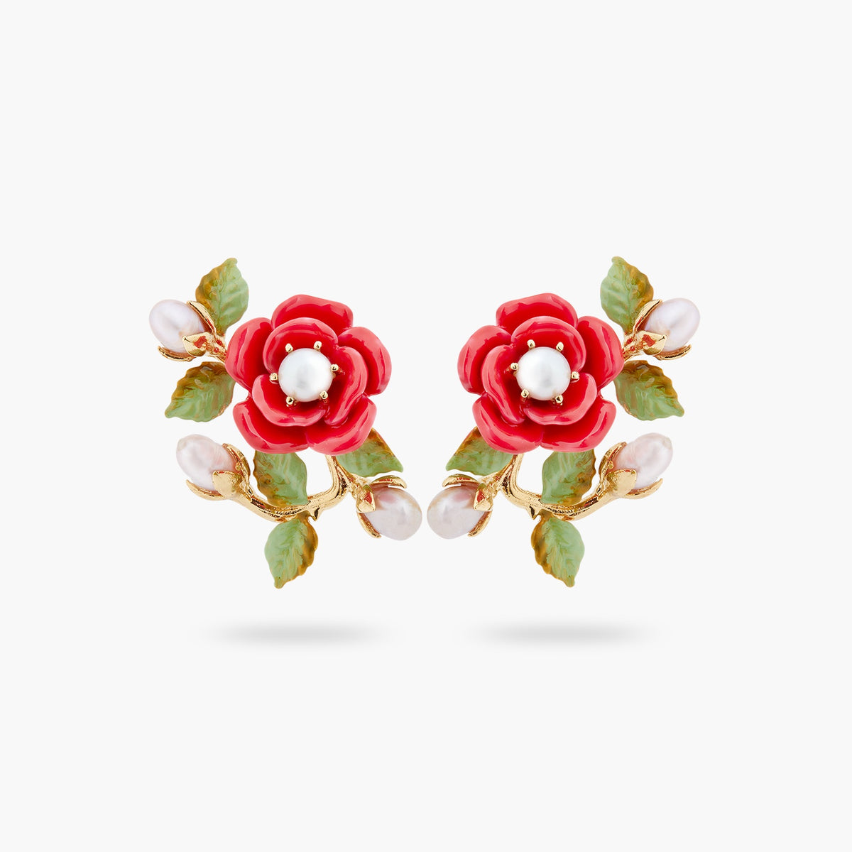 Rose Branch And Cultured Pearl Earrings | ASAR1081