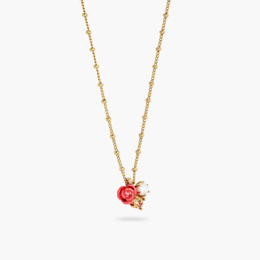 Rose, cultured pearl and stone pendant necklace | ASAR3081