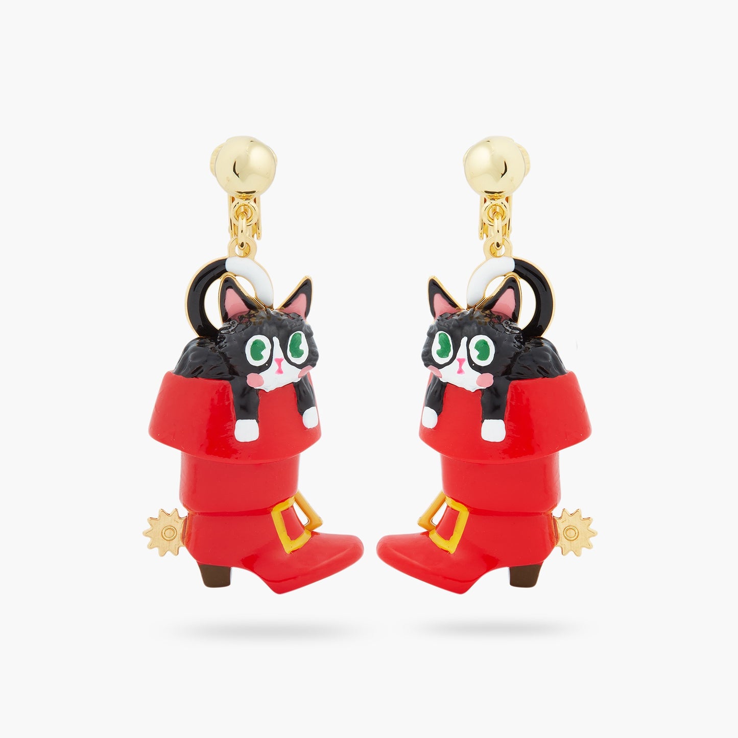 Charming Cat In A Red Boot Earrings | ASCC1031