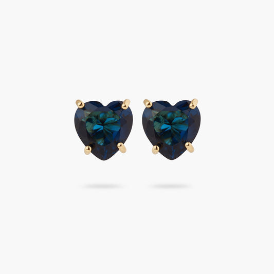 Ocean Blue Heart-Shaped Stone Sleeper Earrings | ASLD1451