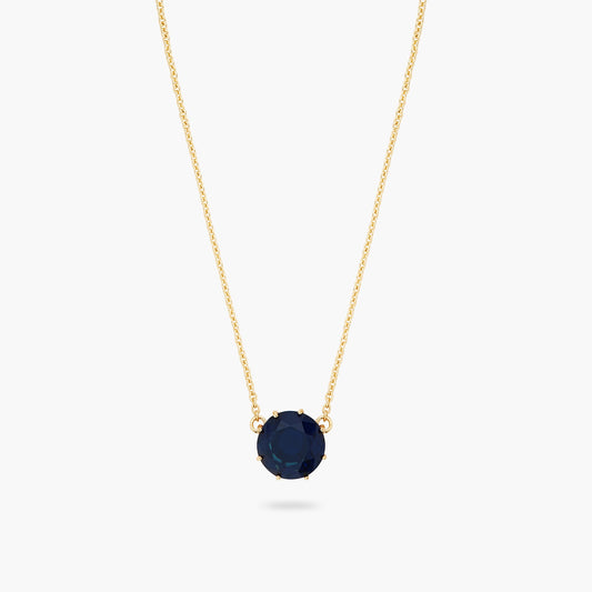 Ocean Blue Diamantine Round Stone Pendant Necklace