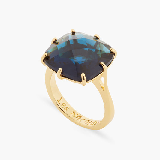 Ocean Blue Diamantine Square Solitaire Ring