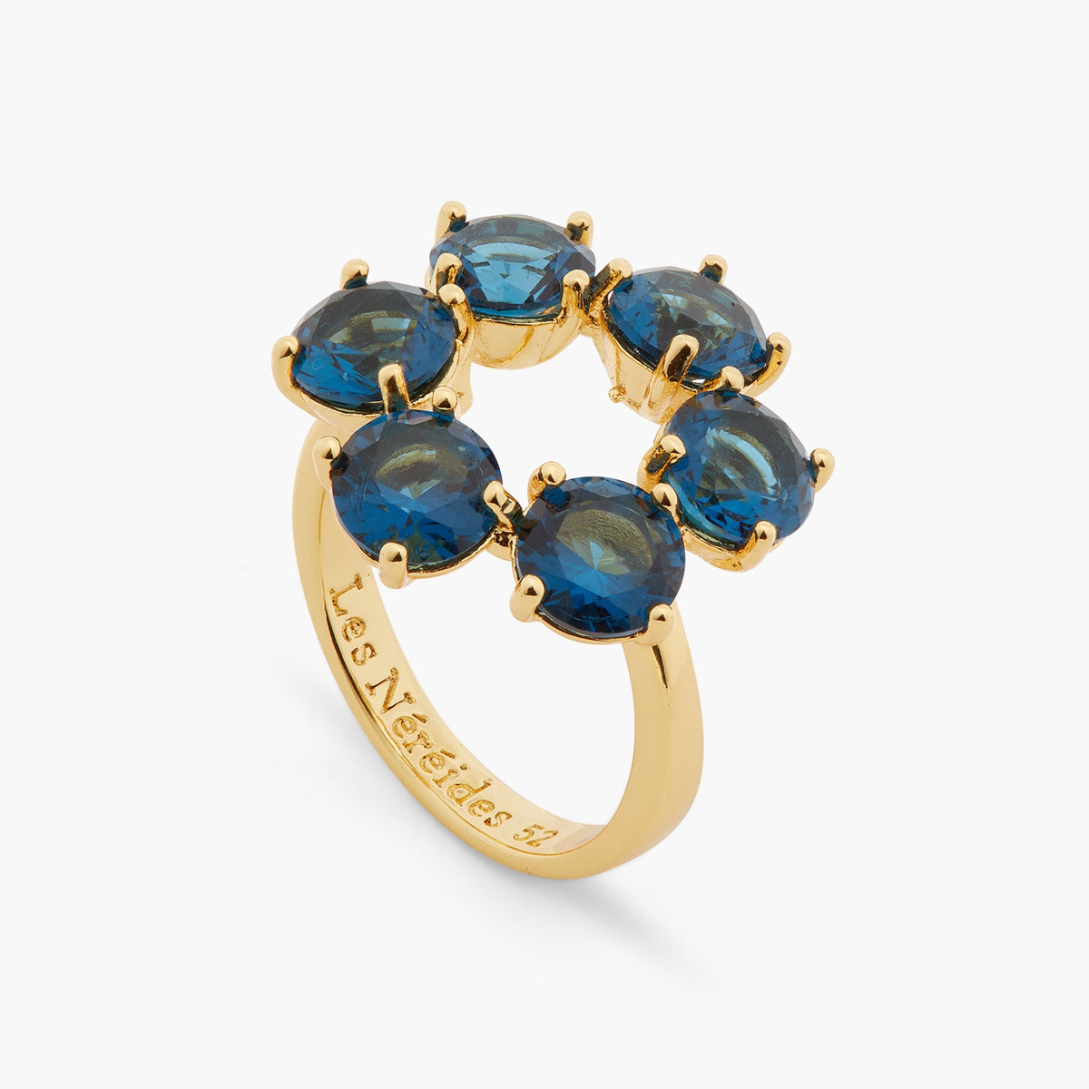 Ocean Blue Diamantine Fine 6 Round Stone Ring | ASLD6191