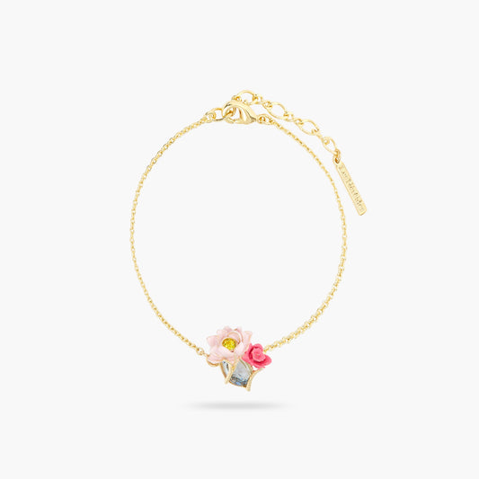 Pink Lotus And Light Blue Stone Thin Bracelet | ASOS2021