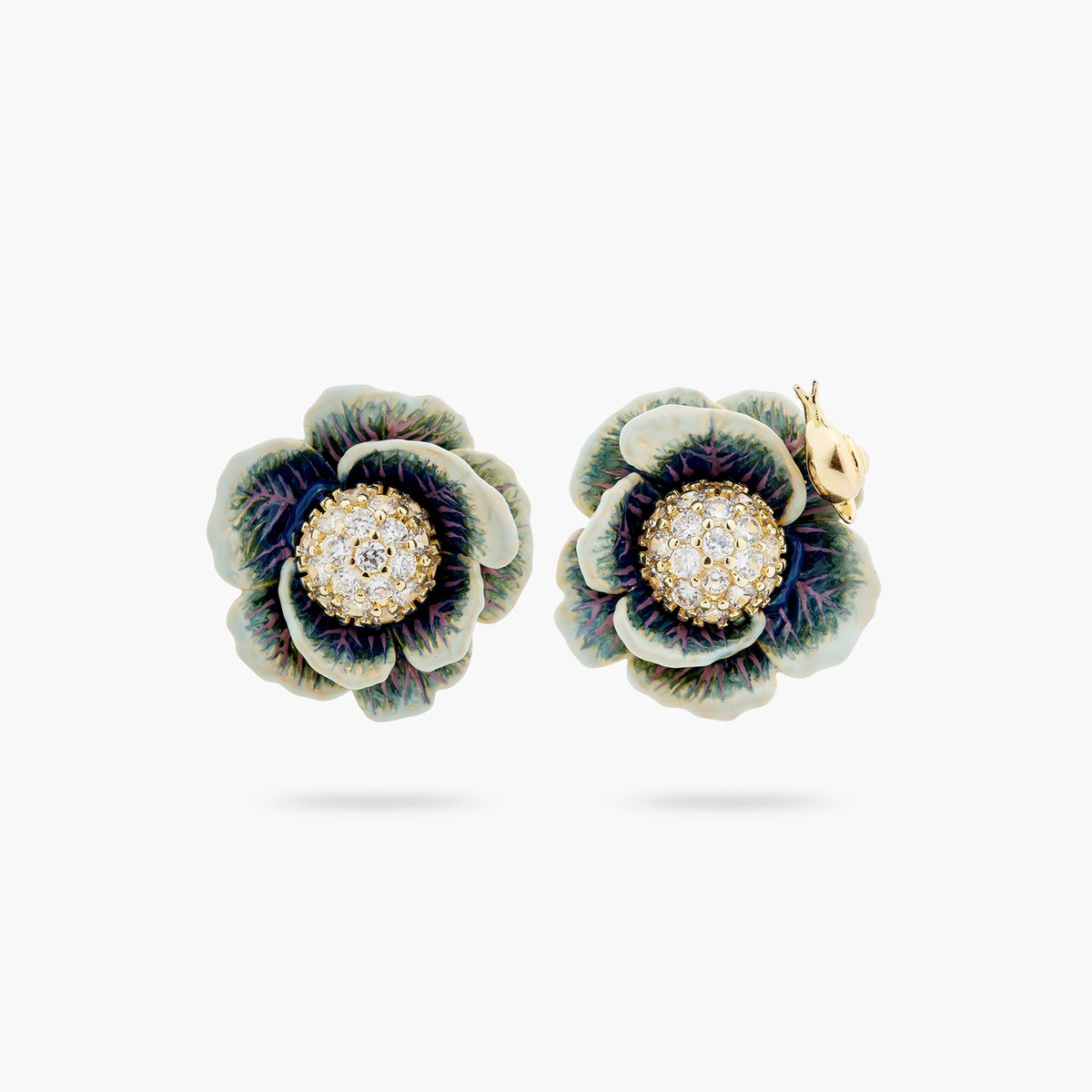 Cabbage Studded With White Crystal Earrings | ASPO1061