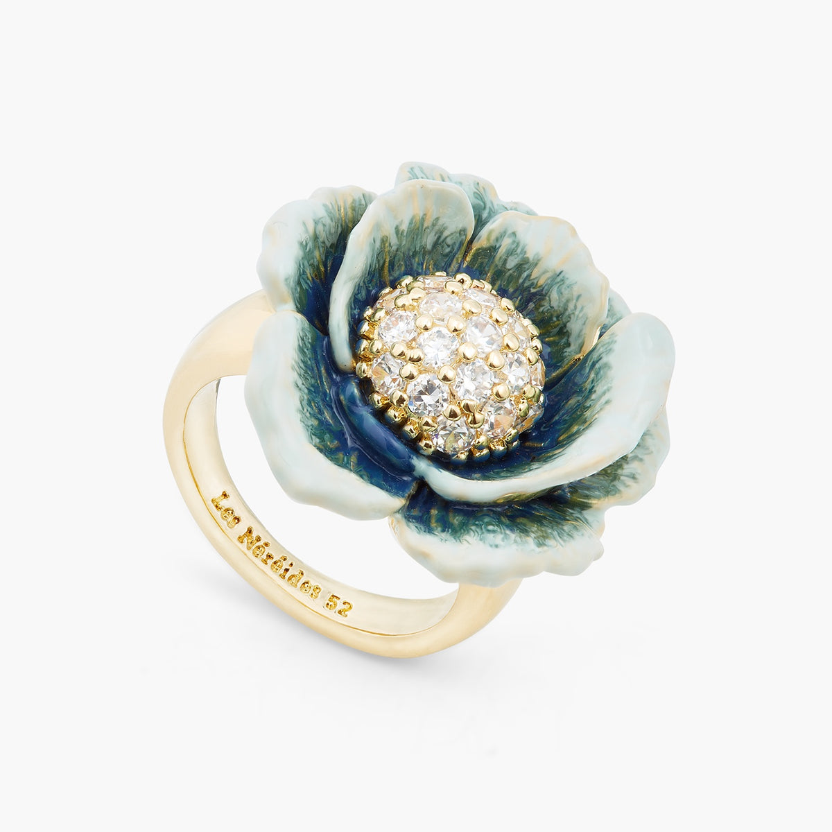 Cabbage Studded With White Crystal Cocktail Ring | ASPO6031