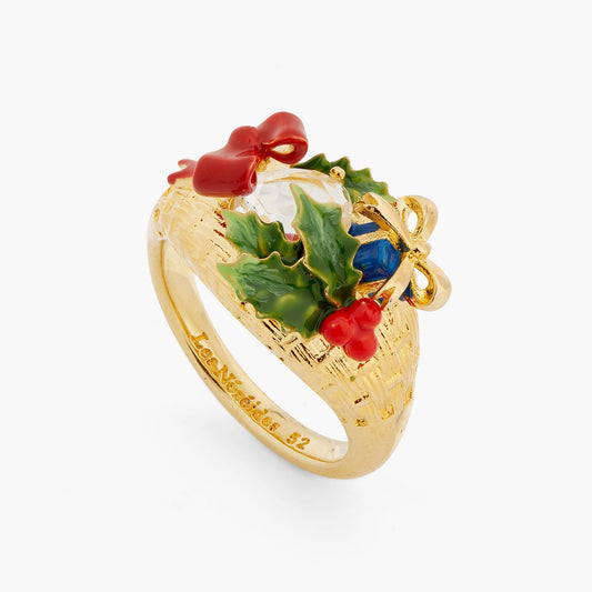 Faceted Crystal And Christmas Gift Cocktail Ring