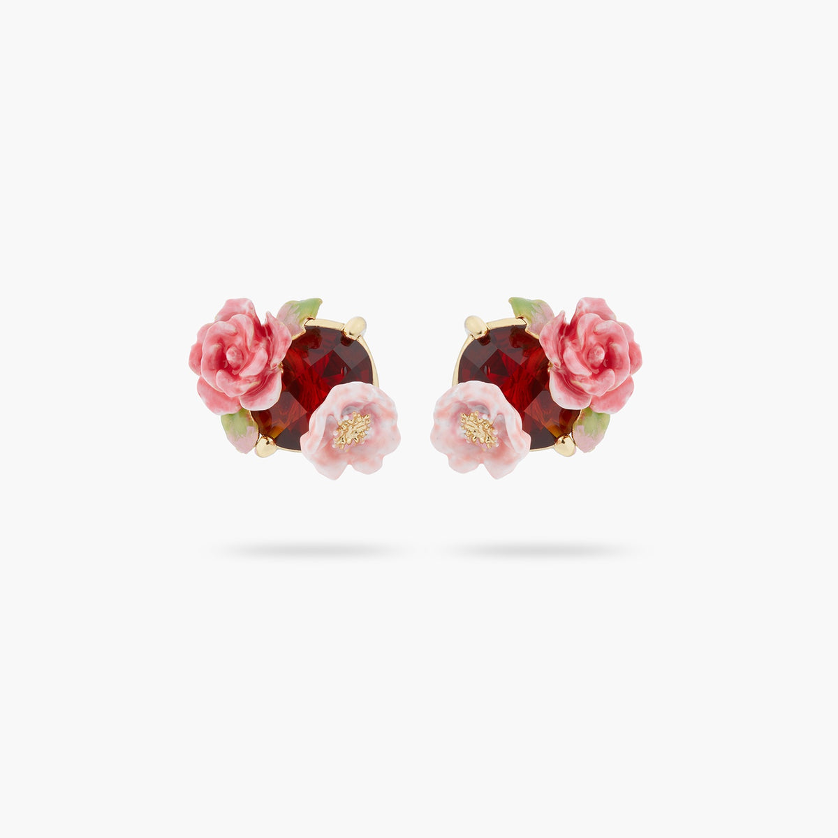 Wild Rose And Garnet Red Stone Earrings | ASRF1021