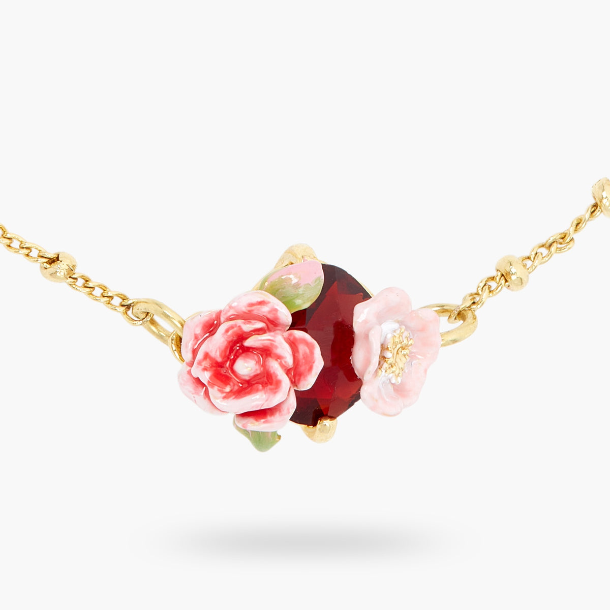Wild Rose And Red Garnet Stone Thin Bracelet | ASRF2021