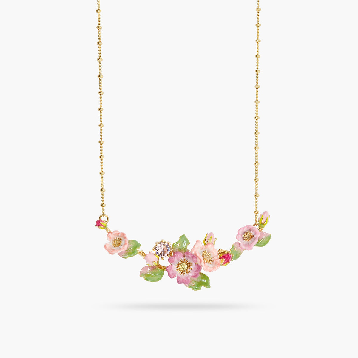 Wild Rose And Rosebush Leaf Statement Necklace | ASRF3011