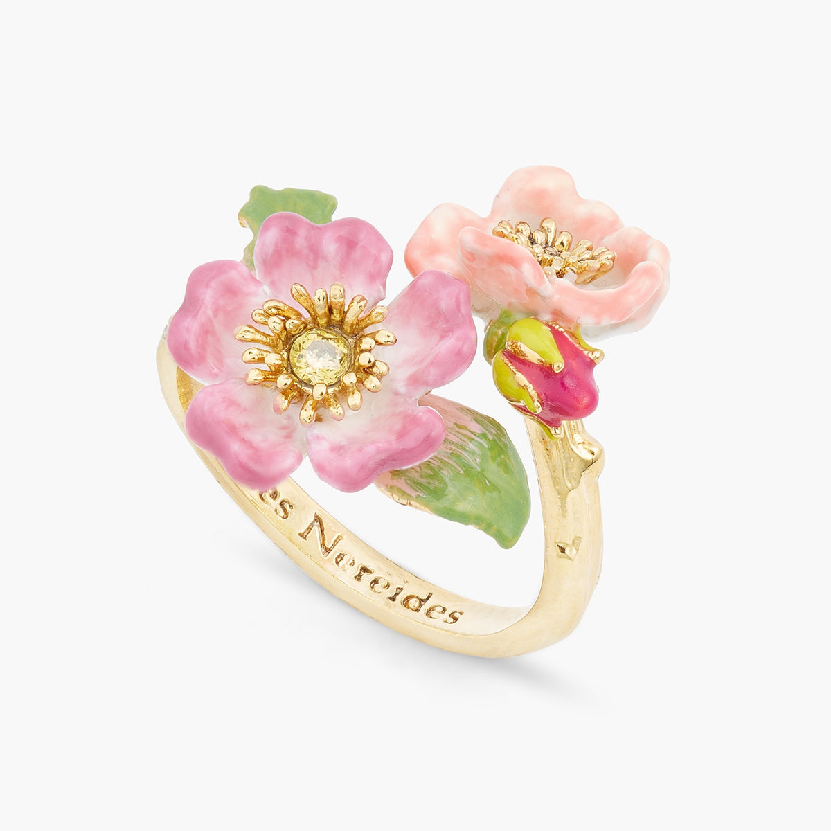 Wild Rose And Yellow Crystal Adjustable Ring | ASRF6011