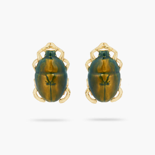 Iridescent Scarab Beetle Earrings