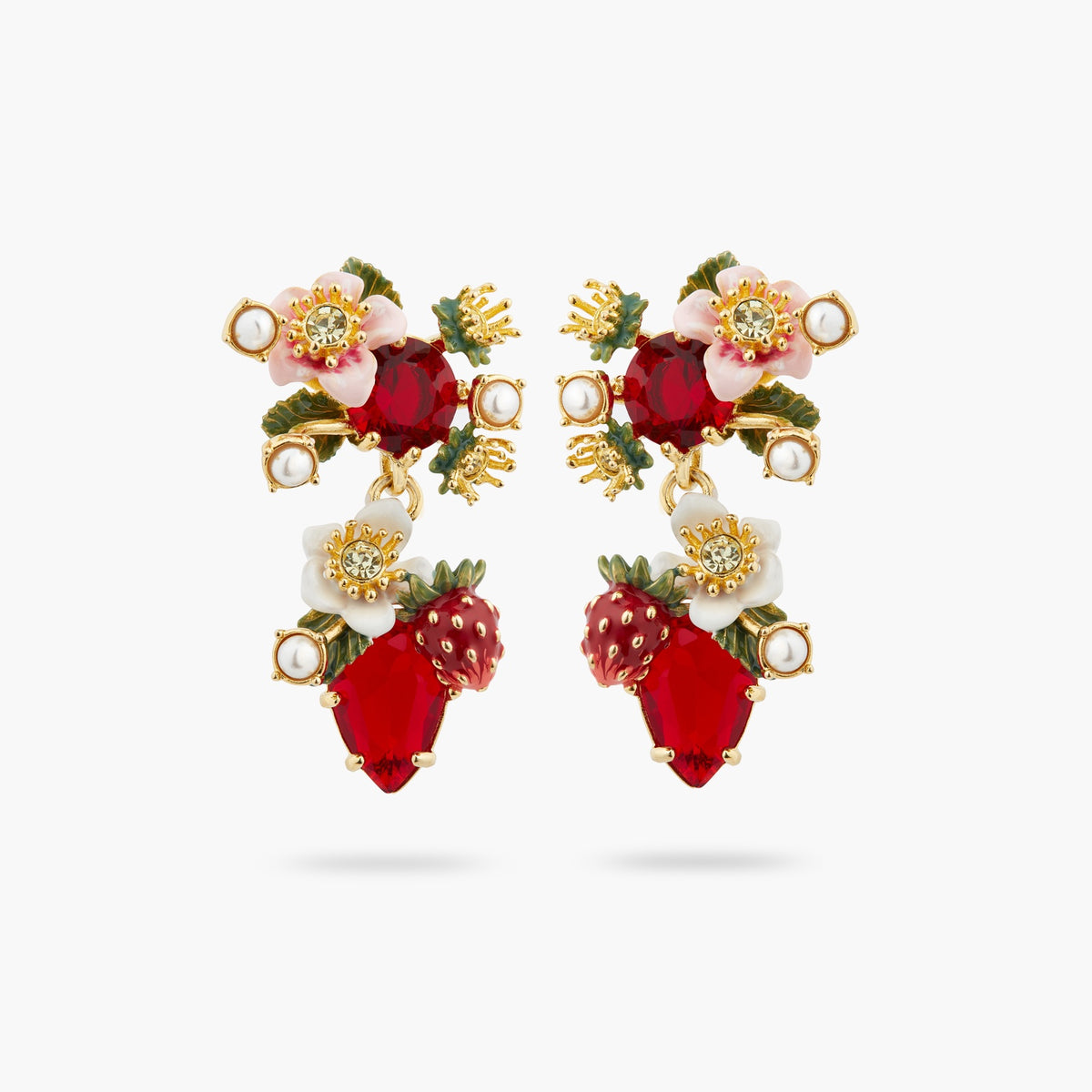 Wild Strawberry And Strawberry Flower Earrings | ATBG1011
