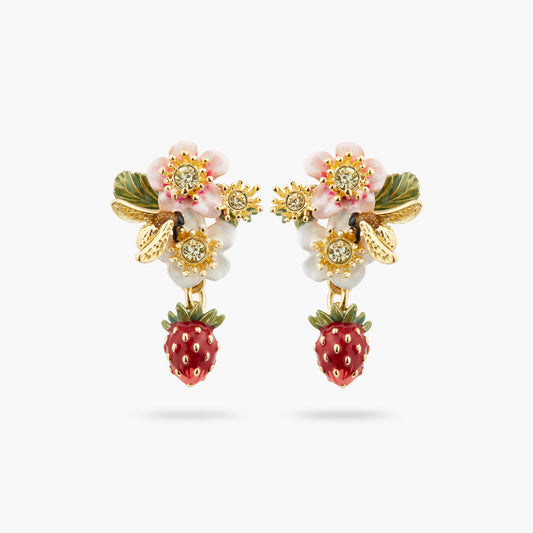 Wild Strawberry And Strawberry Flower Earrings