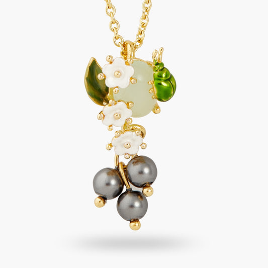 Blueberry And Scarab Beetle Pendant Necklace