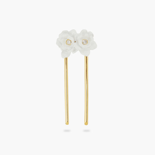 Gardenia And Cut Crystal Stone Hair Pin