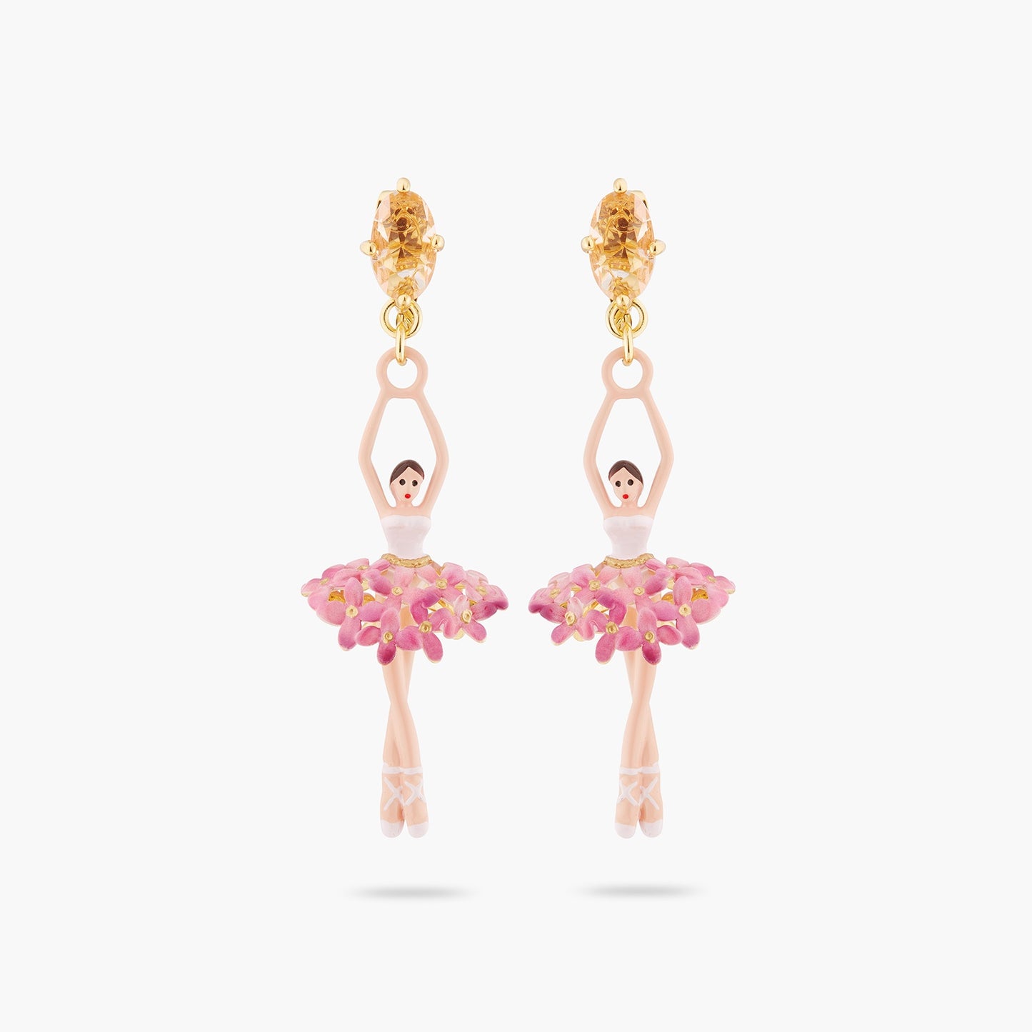 Ballerina, Stone And Enamelled Flower Bouquet Earrings | ATDD1151
