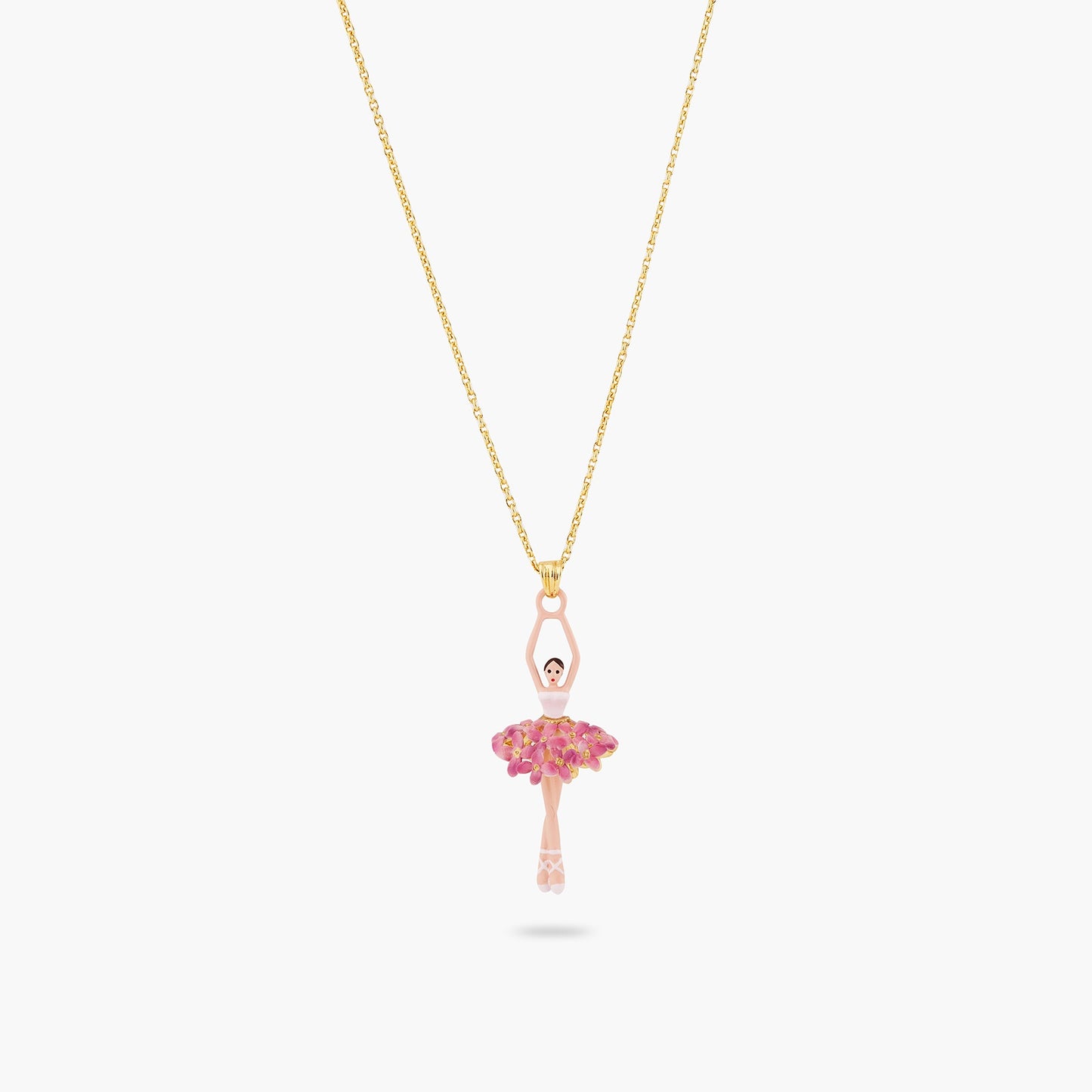 Ballerina And Enamelled Flower Bouquet Pendant Necklace | ATDD3591