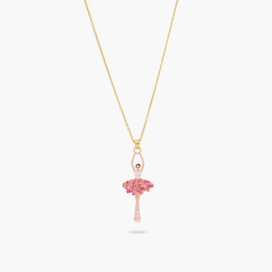 Ballerina And Enamelled Flower Bouquet Pendant Necklace