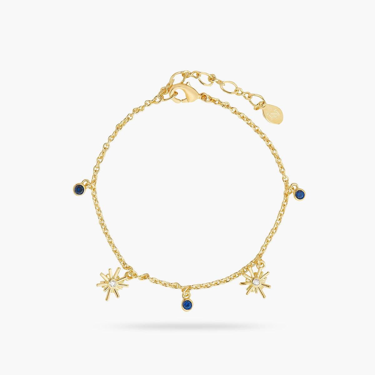 Gold Stars And Midnight Blue Stone Charm Bracelet | ATET2011