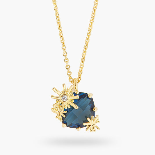 Gold Stars And Square Stone Pendant Necklace | ATET3021