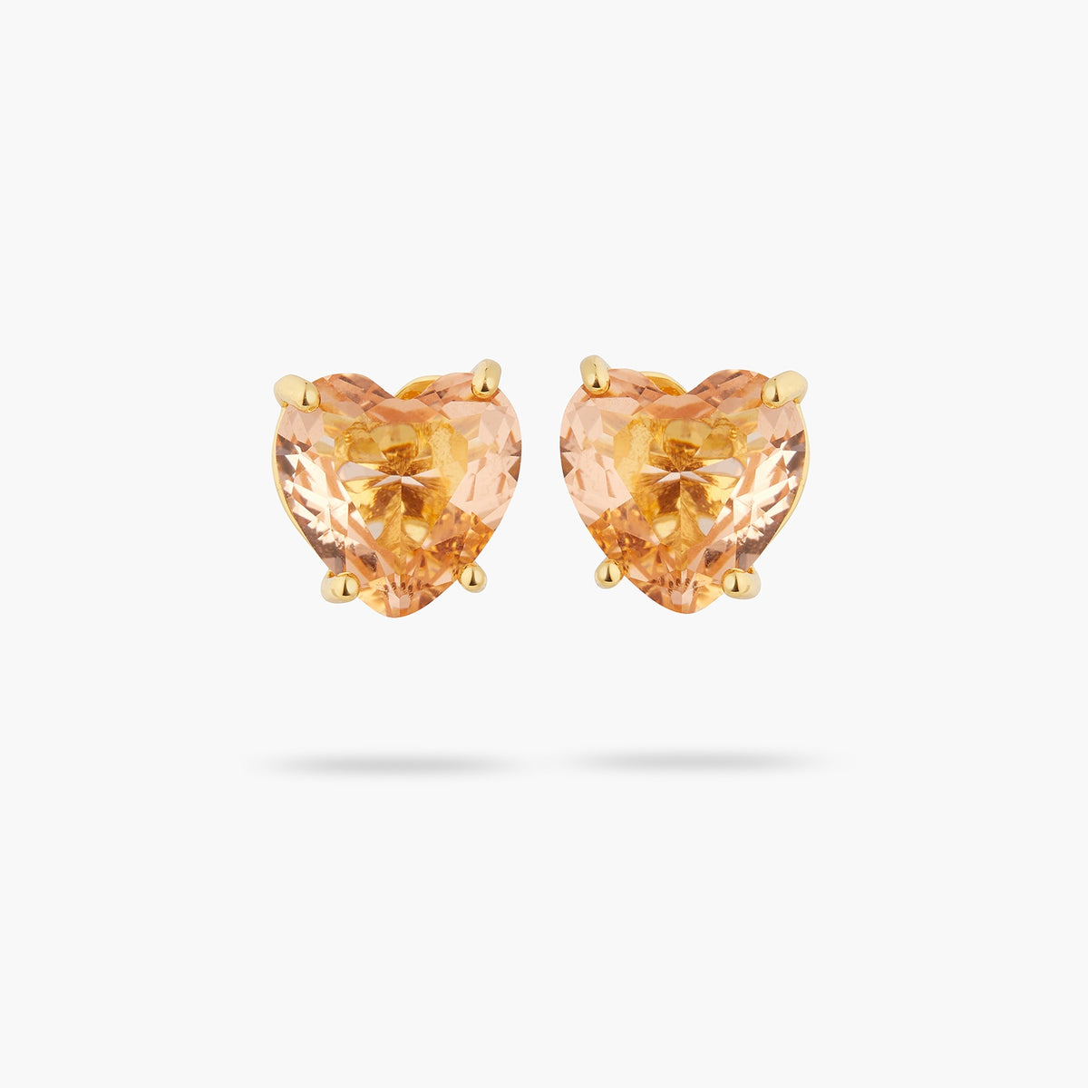 Apricot Pink Diamantine Heart Sleeper Earrings | ATLD1451