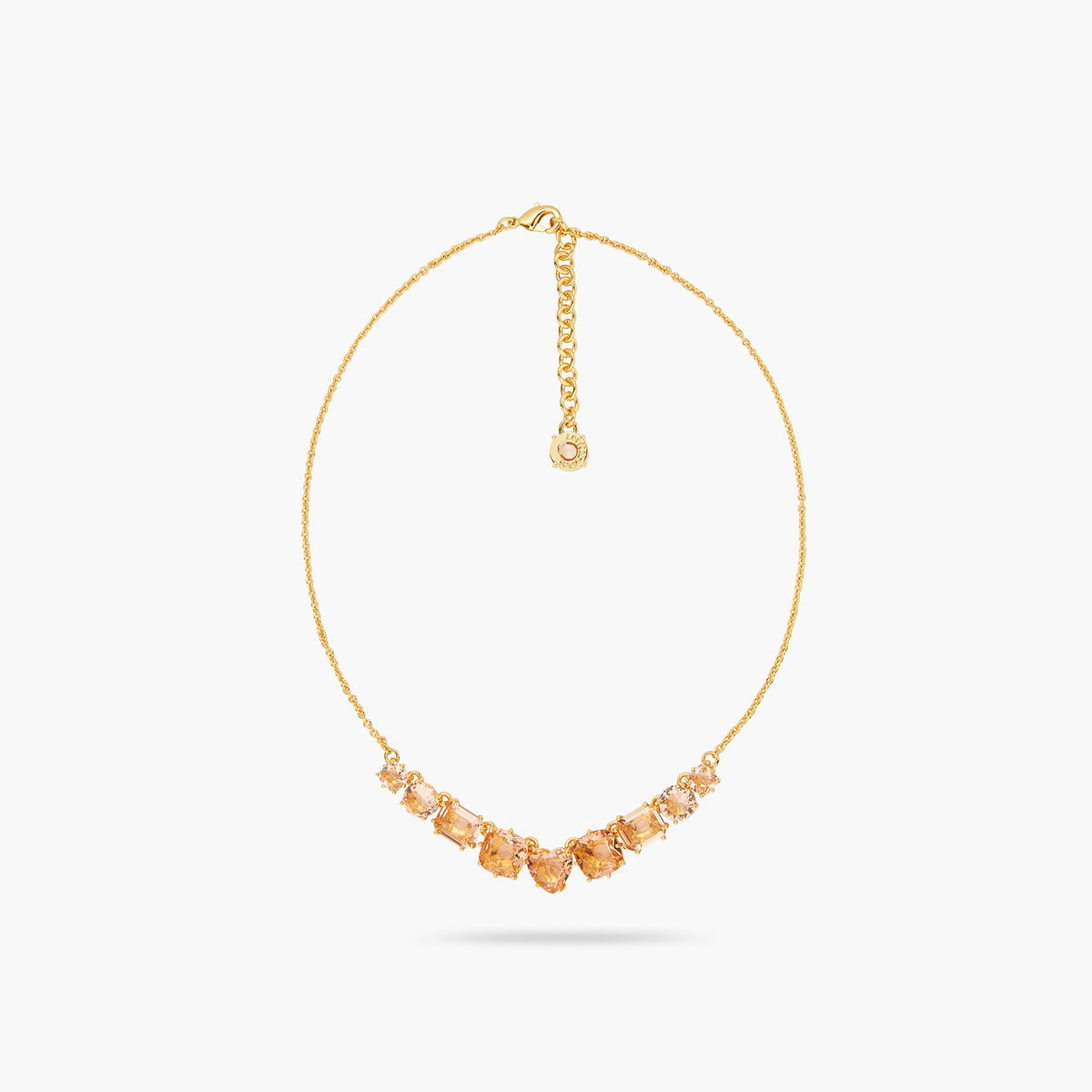Apricot Pink Diamantine 9 Stone Fine Necklace | ATLD3181