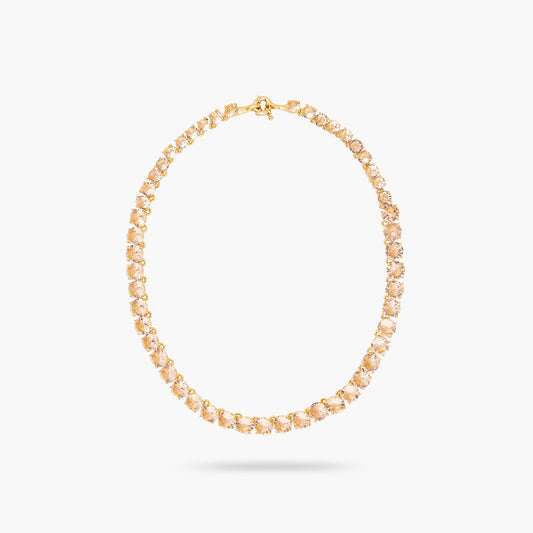 Apricot Pink Diamantine Round Stone Choker Necklace