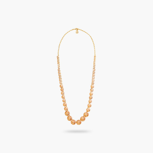 Apricot Pink Diamantine Round Stone Long Necklace | ATLD3511