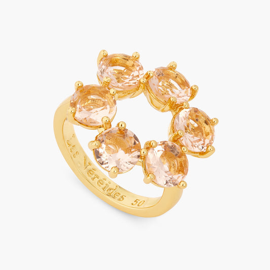 Apricot Pink Diamantine 6 Stone Fine Ring