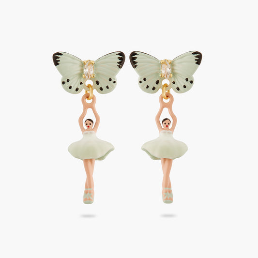 Mini Pas De Deux And Aqua Green Butterfly Earrings | ATMDD1011