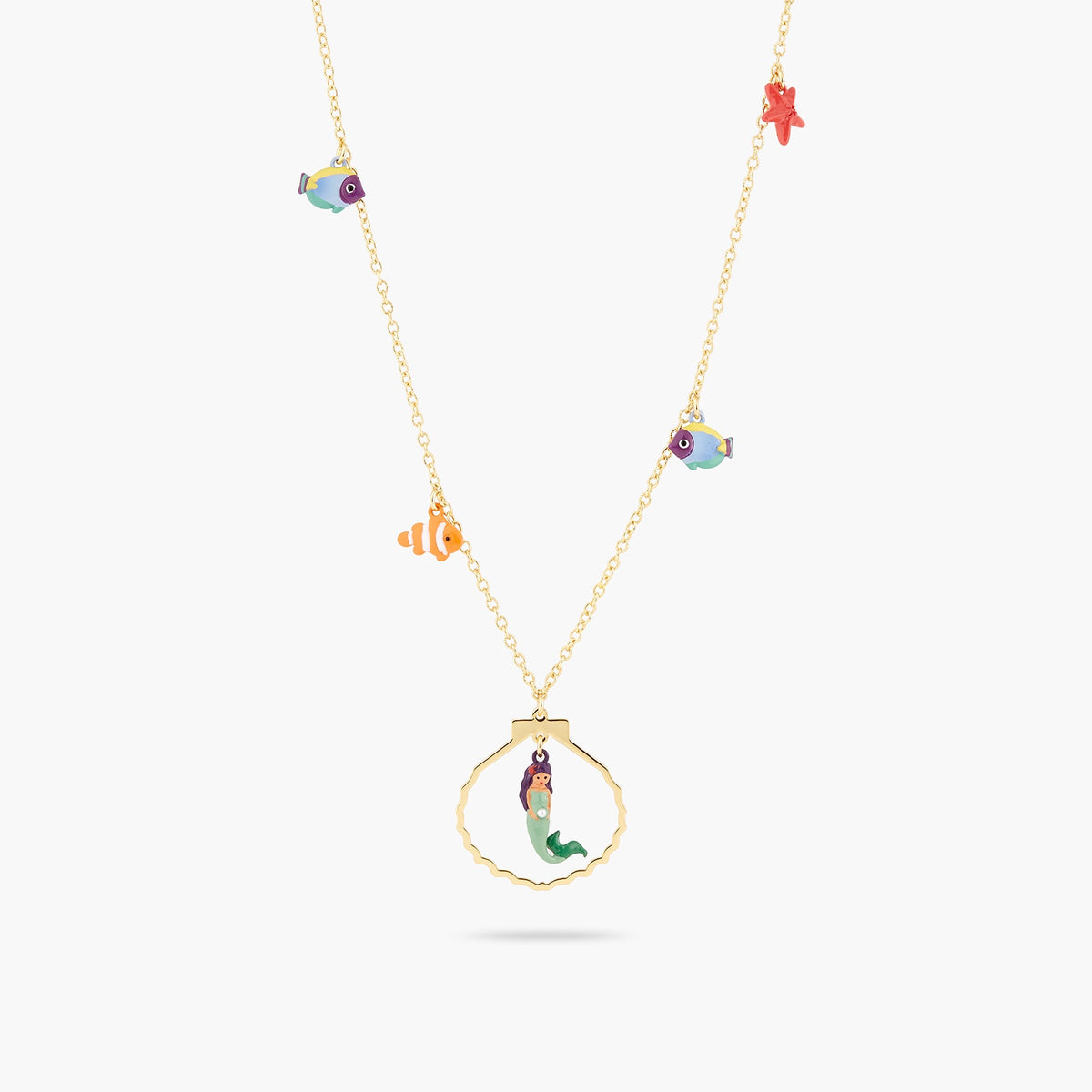 Mermaid And Fish Charm Necklace | ATOC3031
