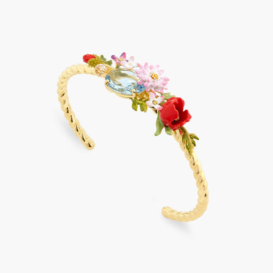 Poppy, Daisy And Blue Cut Crystal Stone Bangle Bracelet | ATPO2011