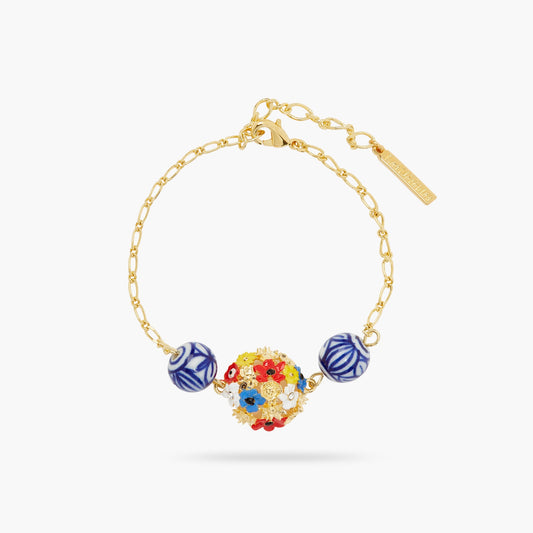 Fine Flower Bouquet And Ceramic Bead Bracelet