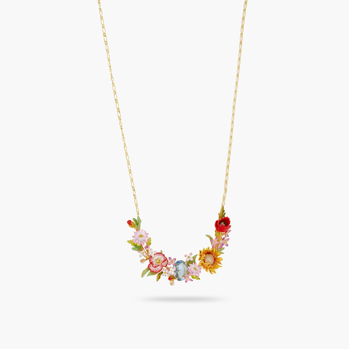 Wildflower And Blue Stone Statement Necklace | ATPO3011