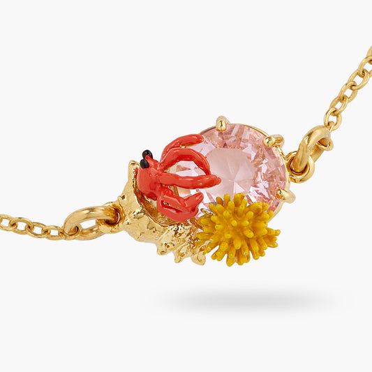 Seashell, Enamelled Coral And Cut Crystal Stone Fine Bracelet | ATPR2021